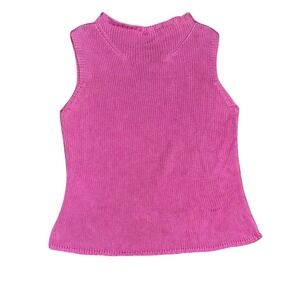 Vtg Lilly Pulitzer Knit Tank Top Sleeveless Pink Cotton Summer Casual Women L